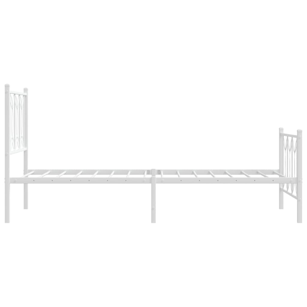 Metalni okvir kreveta uzglavlje i podnožje bijeli 75x190 cm