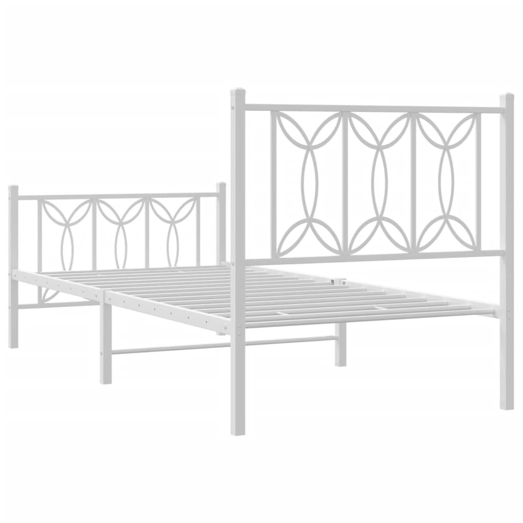 Metalni okvir kreveta uzglavlje i podnožje bijeli 90x190 cm