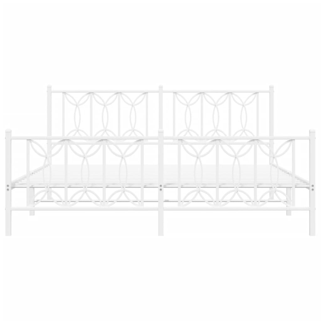 Metalni okvir kreveta uzglavlje i podnožje bijeli 180x200 cm