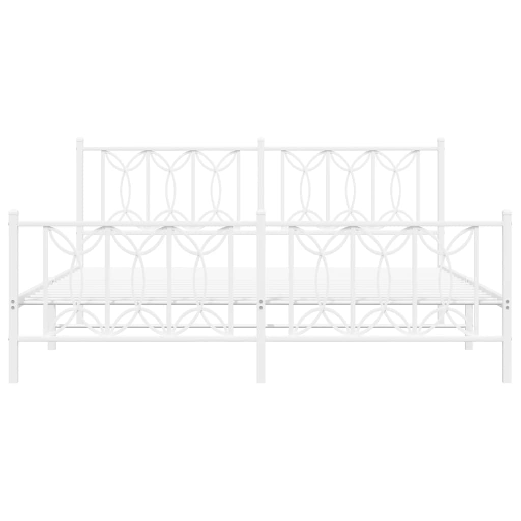 Metalni okvir kreveta uzglavlje i podnožje bijeli 183x213 cm