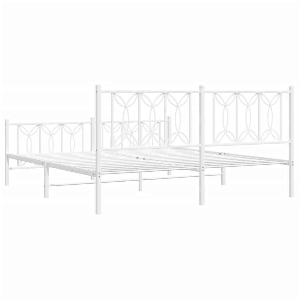 Metalni okvir kreveta uzglavlje i podnožje bijeli 183x213 cm