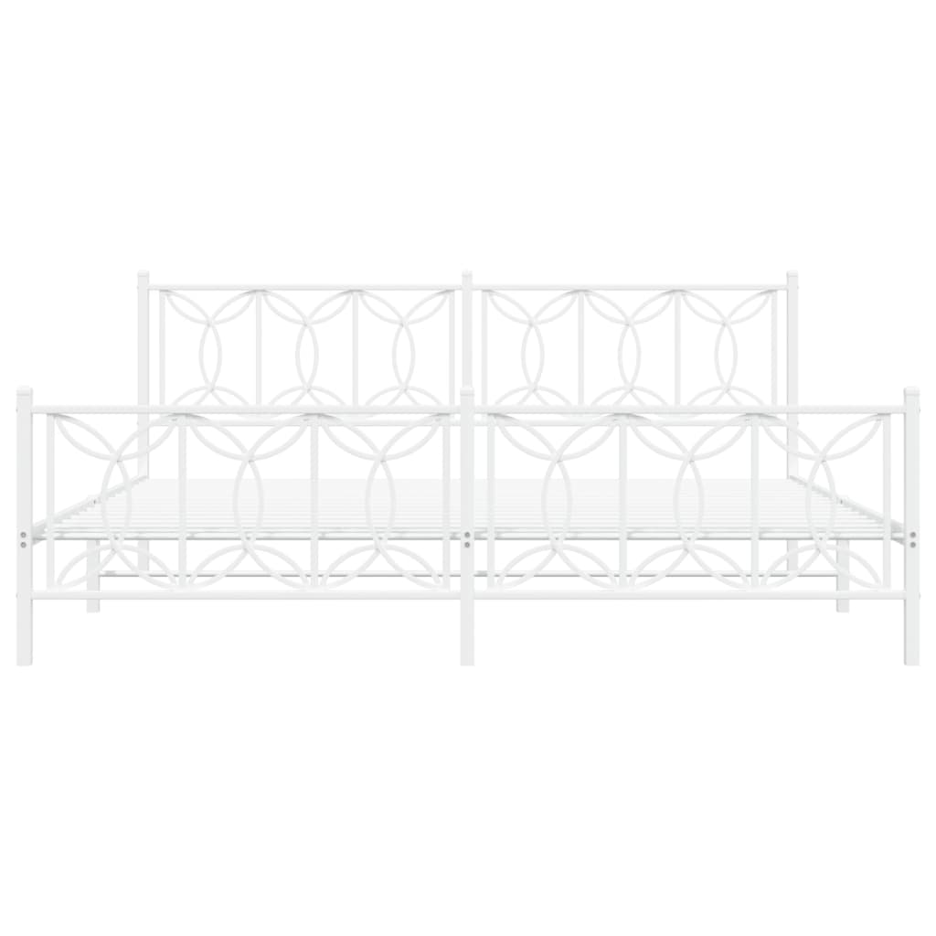 Metalni okvir kreveta uzglavlje i podnožje bijeli 200x200 cm