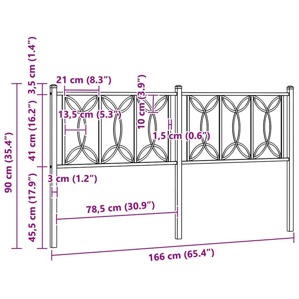 Metalno zamjensko uzglavlje bijelo 150 cm