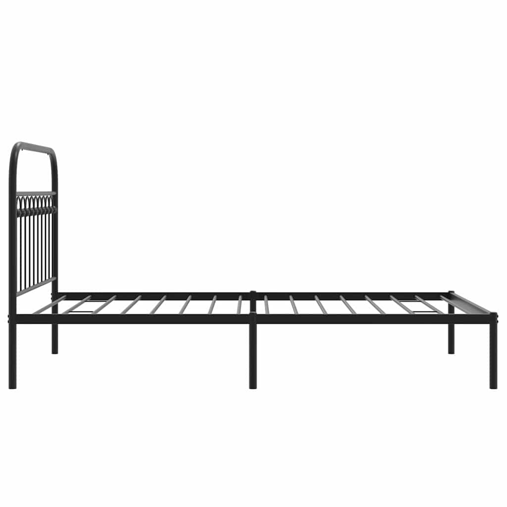 Metalni okvir za krevet s uzglavljem crni 107x203 cm