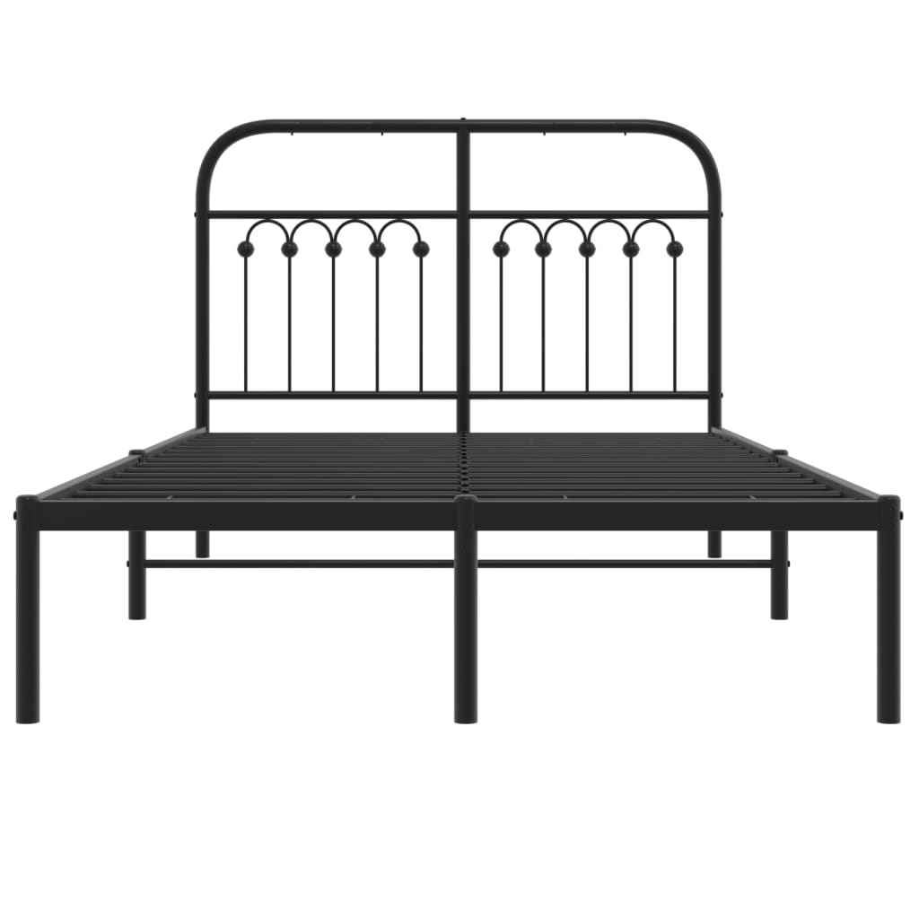Metalni okvir za krevet s uzglavljem crni 120x200 cm