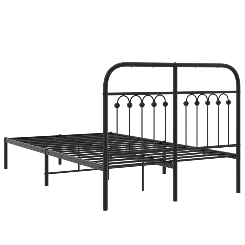 Metalni okvir za krevet s uzglavljem crni 120x200 cm
