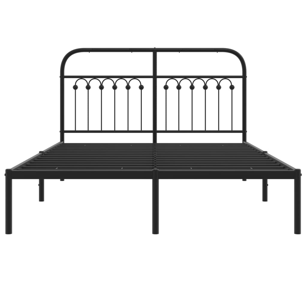 Metalni okvir za krevet s uzglavljem crni 140x190 cm