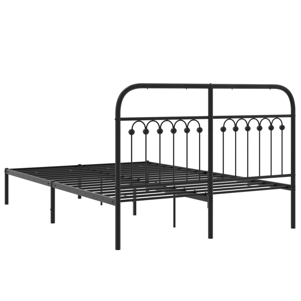 Metalni okvir za krevet s uzglavljem crni 140x190 cm