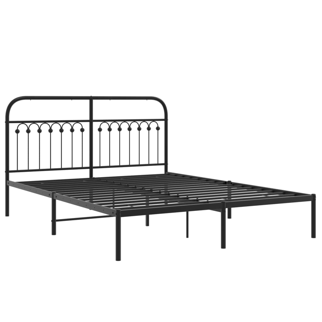 Metalni okvir za krevet s uzglavljem crni 150x200 cm