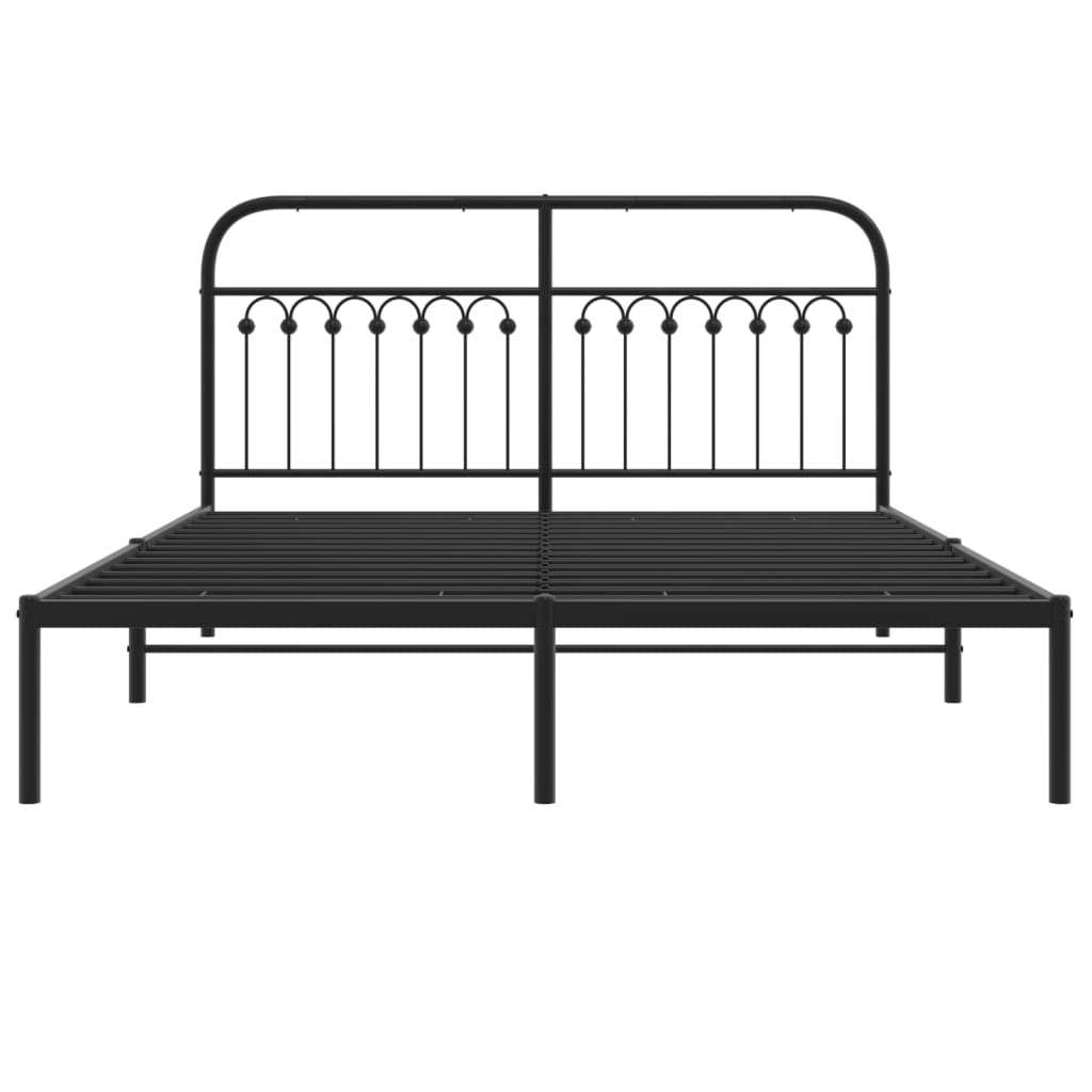 Metalni okvir za krevet s uzglavljem crni 150x200 cm