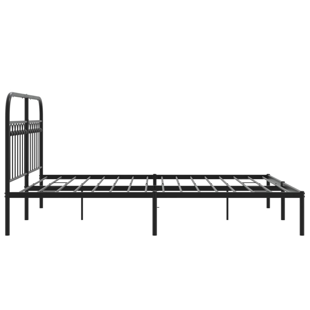 Metalni okvir za krevet s uzglavljem crni 150x200 cm