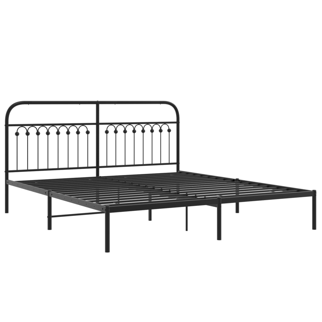 Metalni okvir za krevet s uzglavljem crni 183x203 cm
