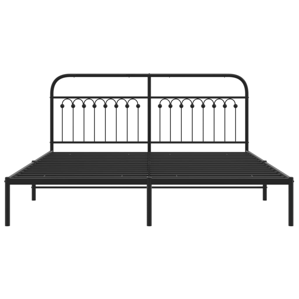 Metalni okvir za krevet s uzglavljem crni 183x203 cm