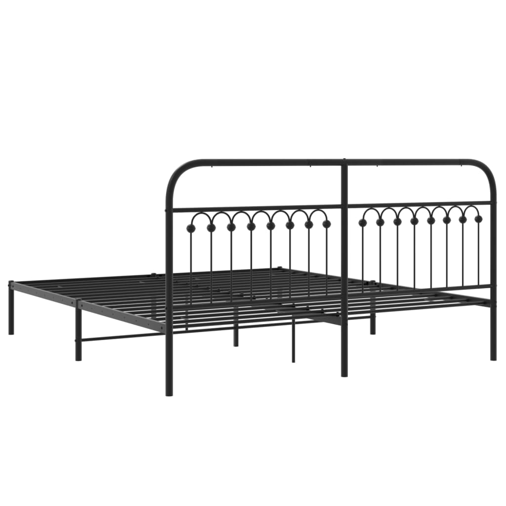 Metalni okvir za krevet s uzglavljem crni 183x203 cm