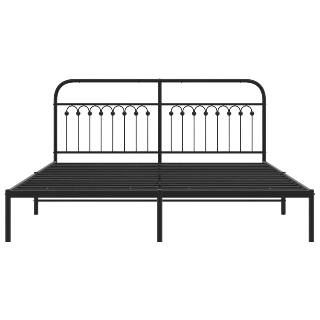 Metalni okvir za krevet s uzglavljem crni 183x213 cm