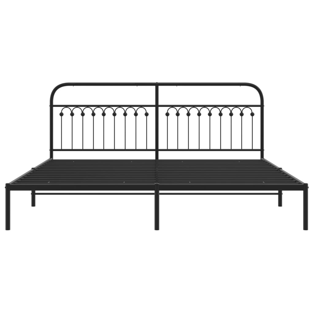 Metalni okvir za krevet s uzglavljem crni 193x203 cm