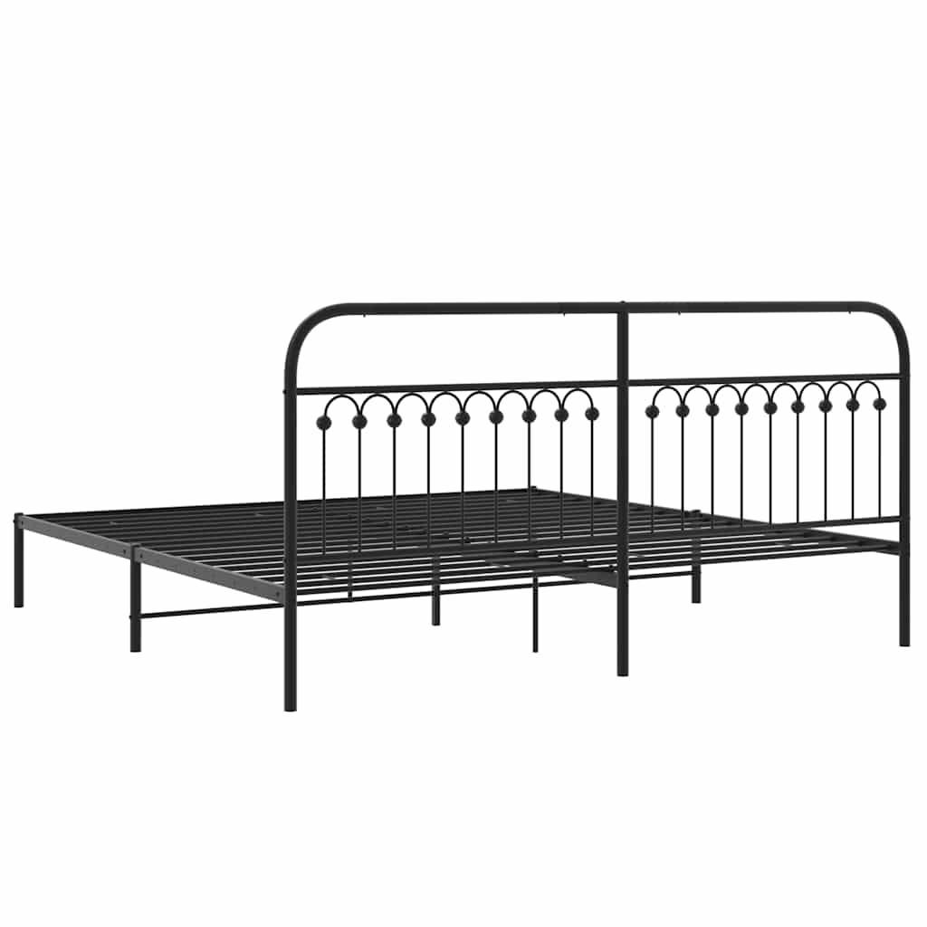 Metalni okvir za krevet s uzglavljem crni 200x200 cm