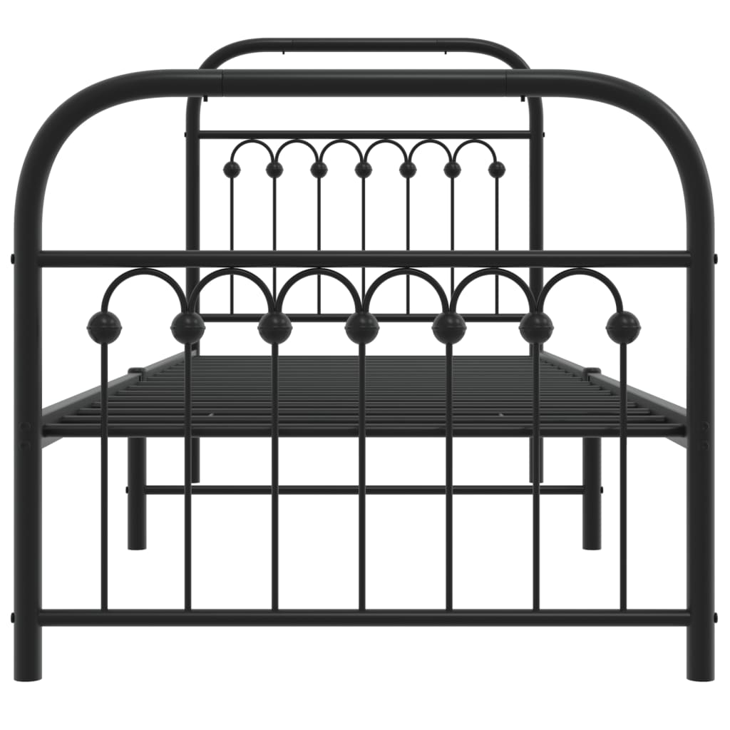 Metalni okvir kreveta uzglavlje i podnožje crni 75x190 cm