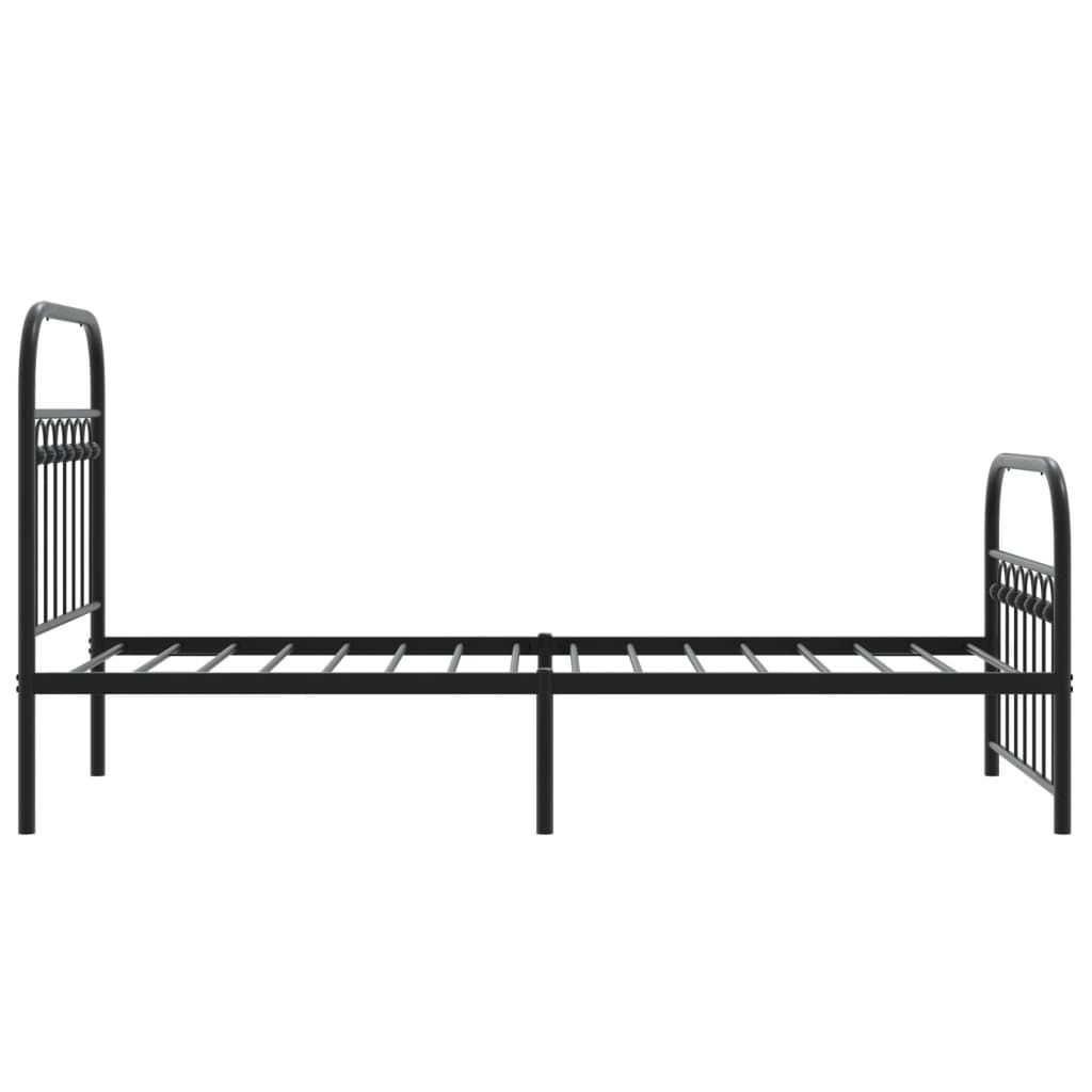 Metalni okvir kreveta uzglavlje i podnožje crni 75x190 cm