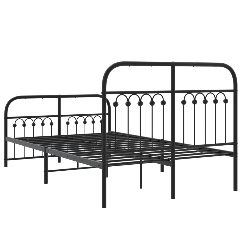 Metalni okvir kreveta uzglavlje i podnožje crni 120x190 cm