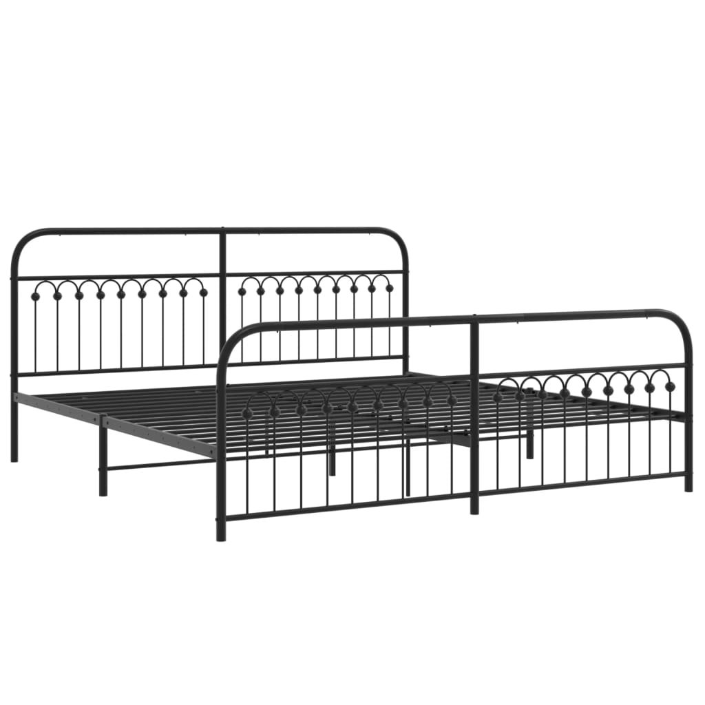 Metalni okvir kreveta uzglavlje i podnožje crni 193x203 cm