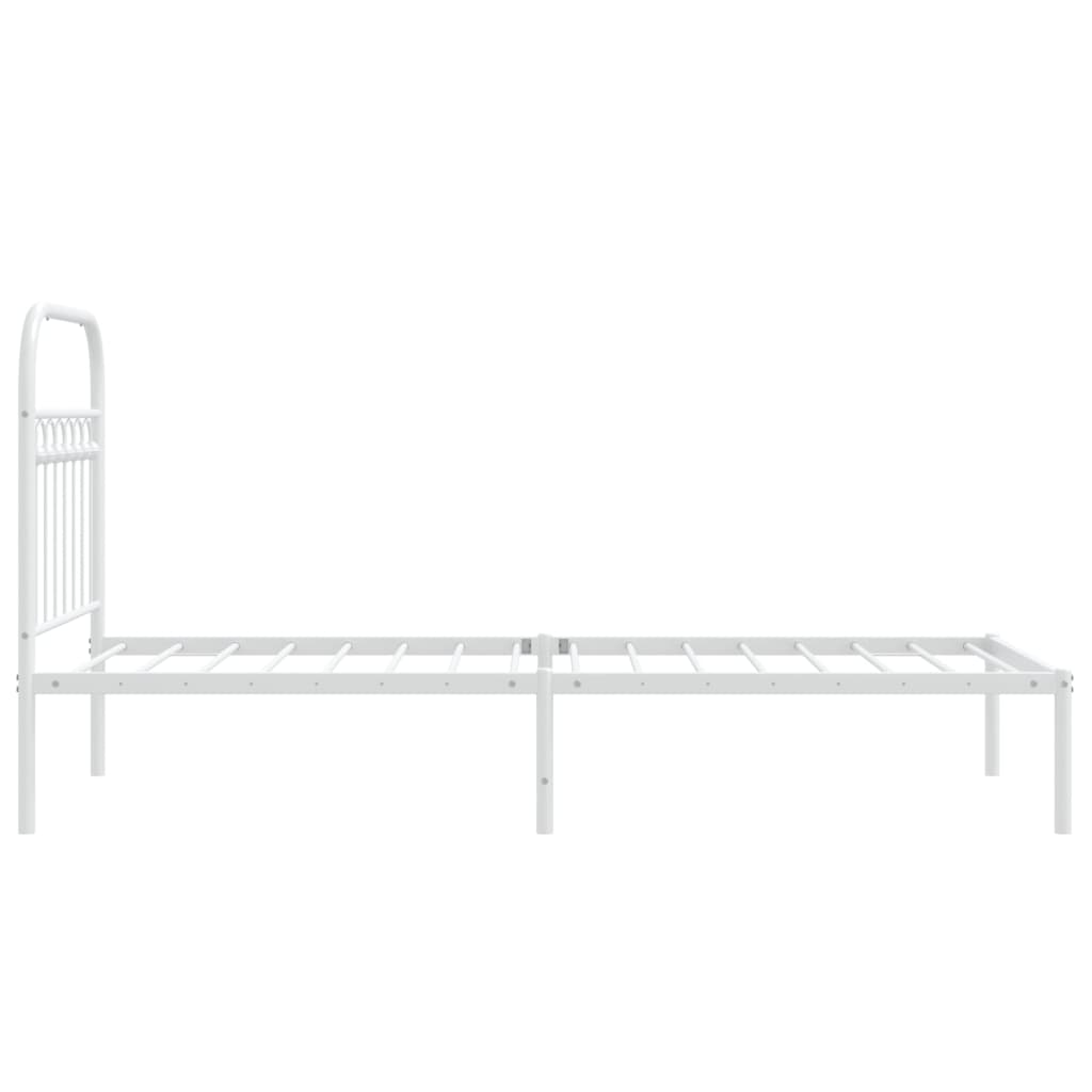 Metalni okvir krevet bez madraca s uzglavljem bijeli 75x190 cm