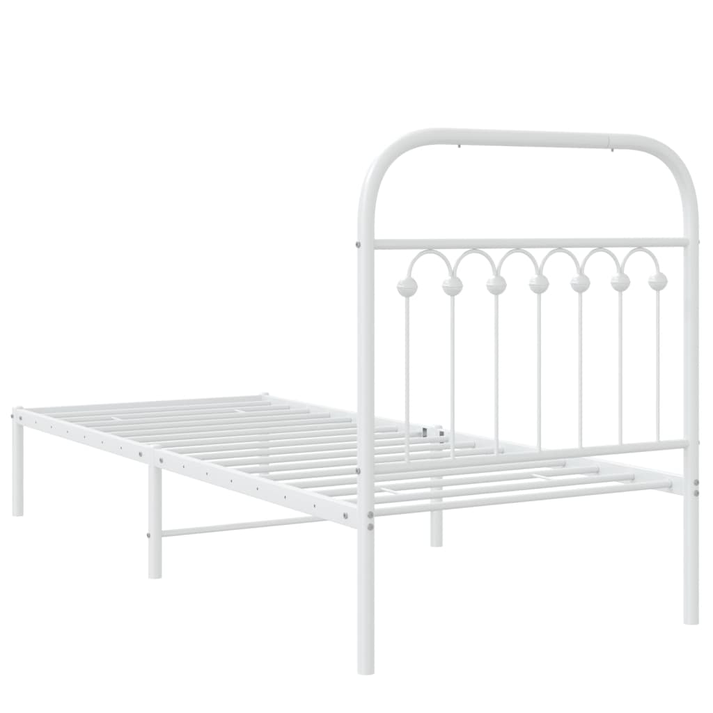 Metalni okvir krevet bez madraca s uzglavljem bijeli 75x190 cm