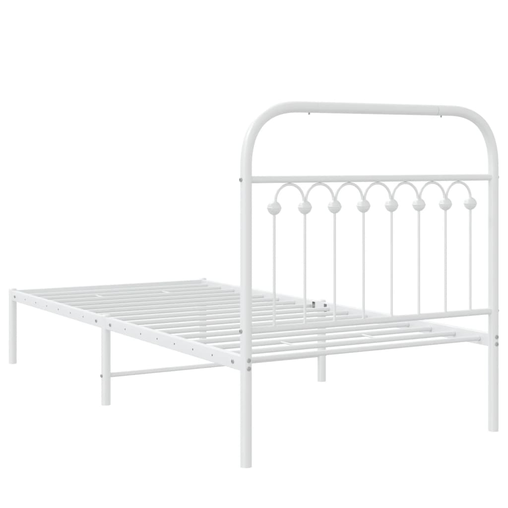 Metalni okvir za krevet s uzglavljem bijeli 90 x 190 cm