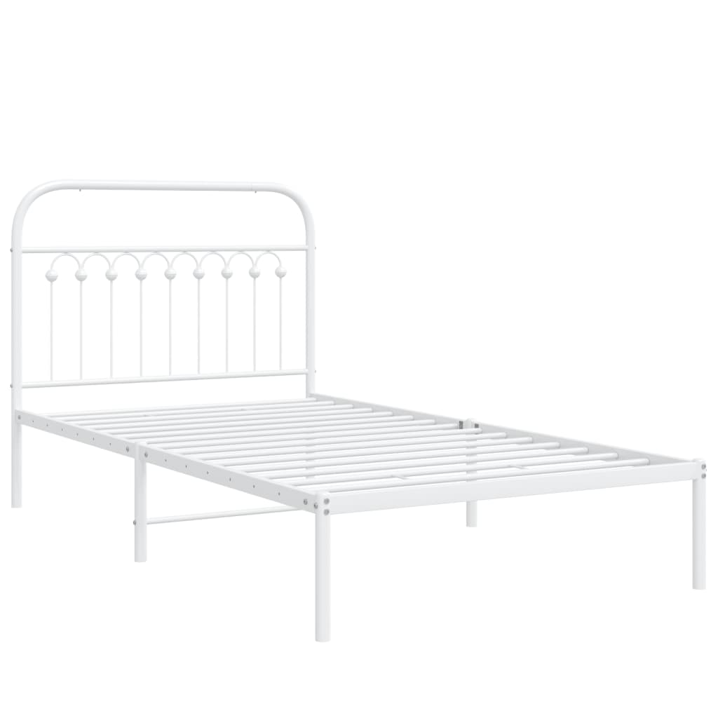 Metalni okvir za krevet s uzglavljem bijeli 100x190 cm