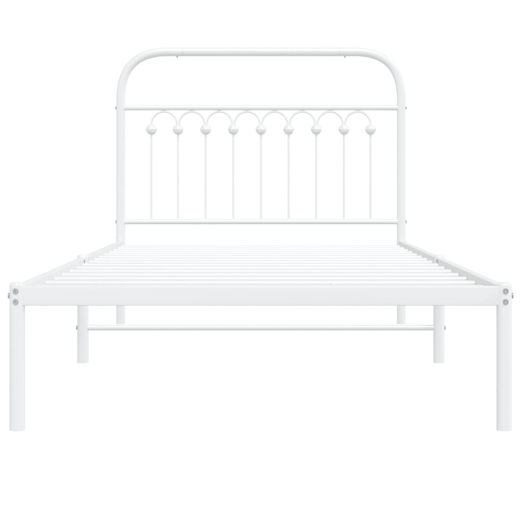 Metalni okvir za krevet s uzglavljem bijeli 100x190 cm