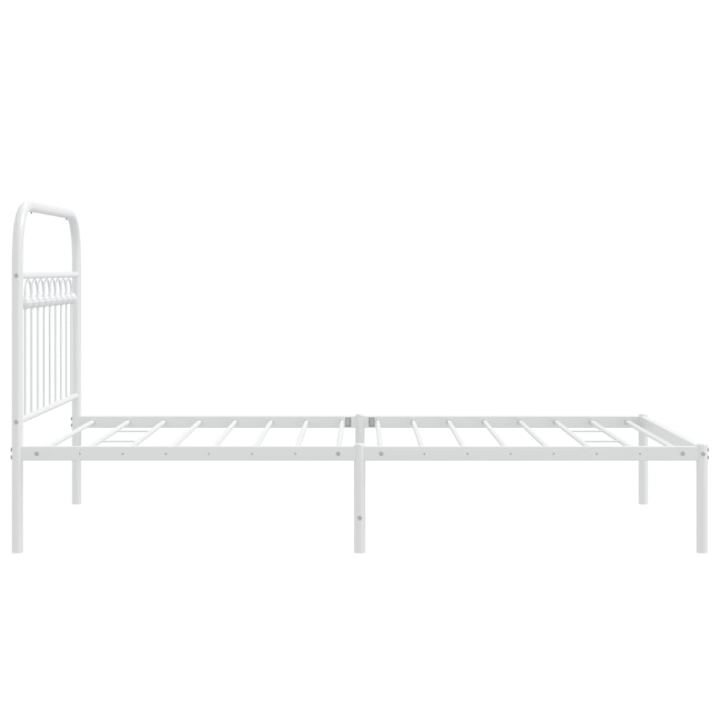Metalni okvir za krevet s uzglavljem bijeli 100x190 cm