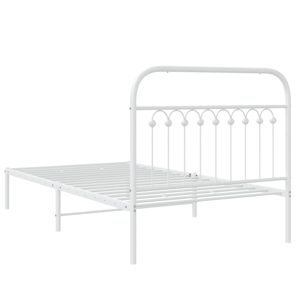 Metalni okvir za krevet s uzglavljem bijeli 100x190 cm