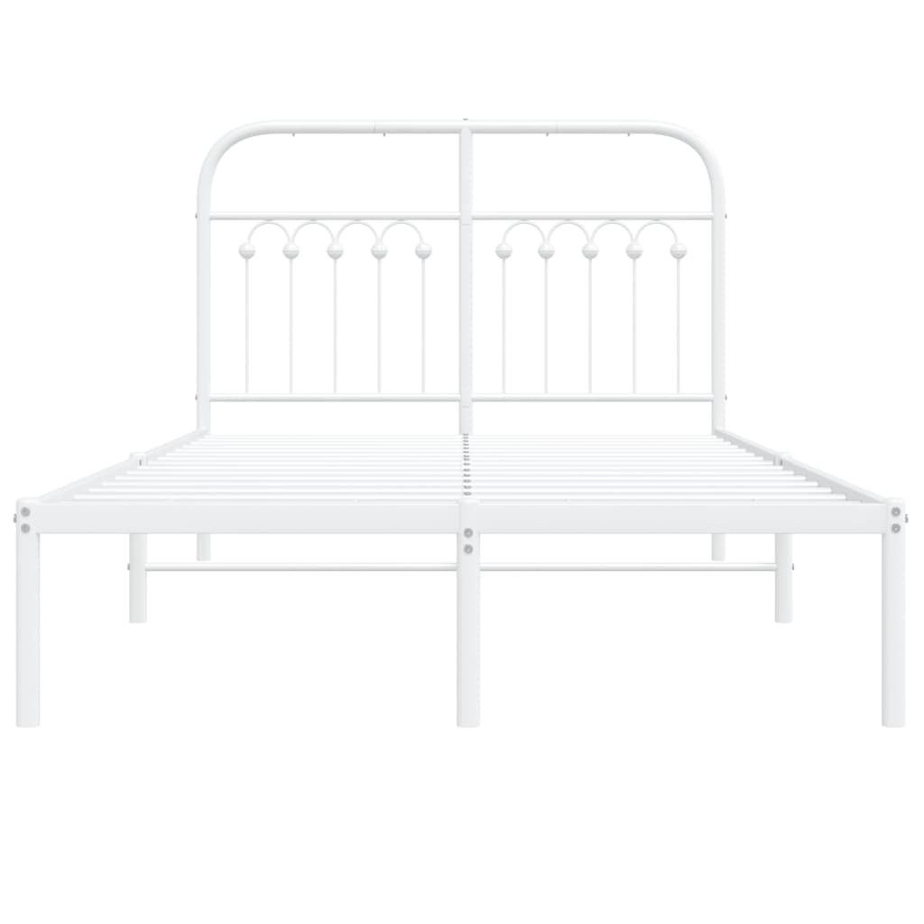 Metalni okvir za krevet s uzglavljem bijeli 120 x 190 cm