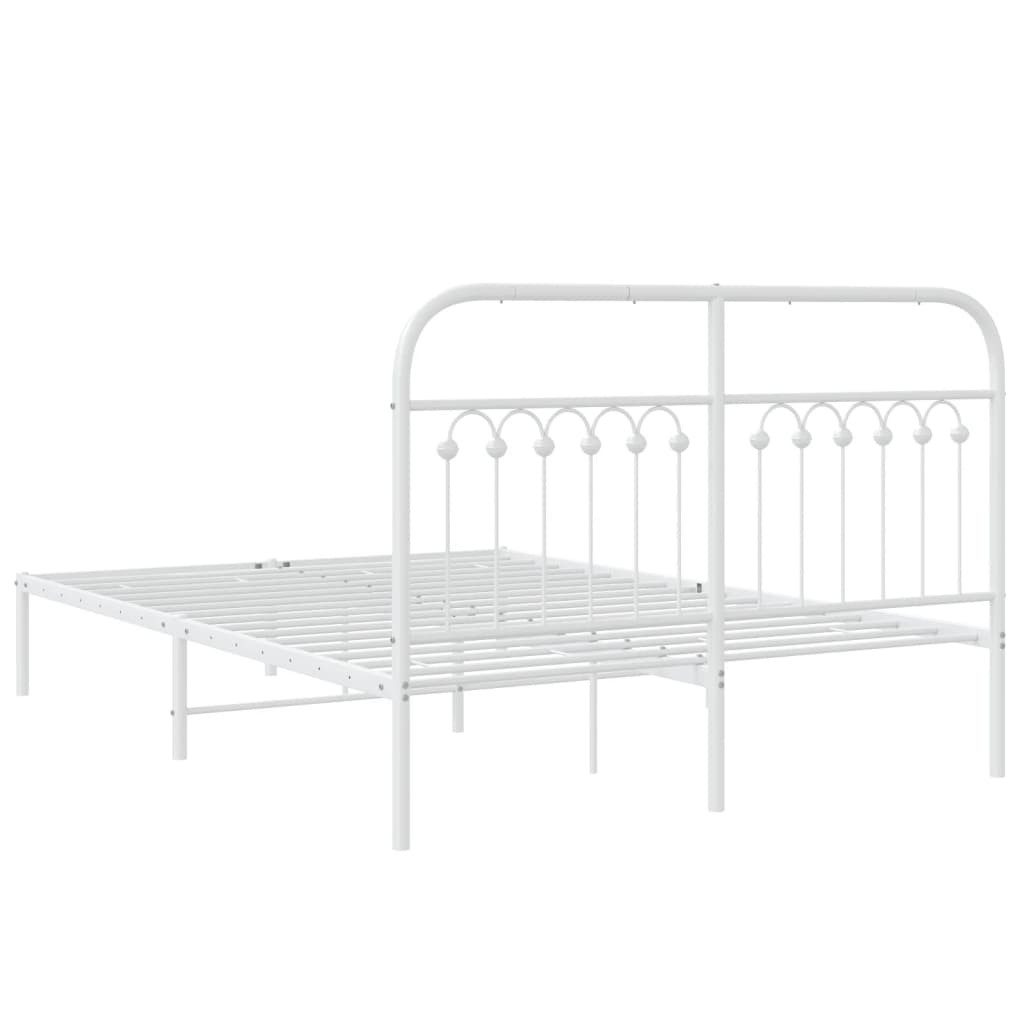 Metalni okvir za krevet s uzglavljem bijeli 135x190 cm