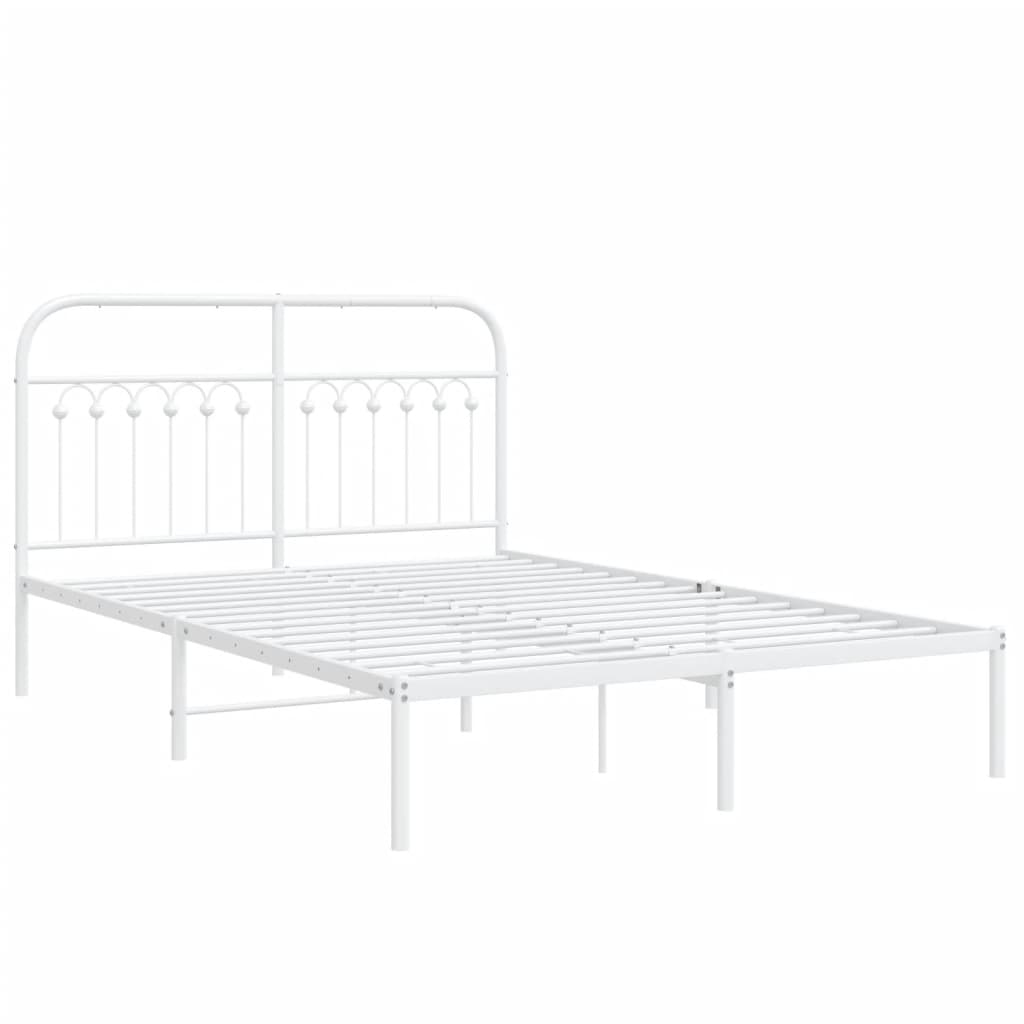 Metalni okvir za krevet s uzglavljem bijeli 140 x 190 cm