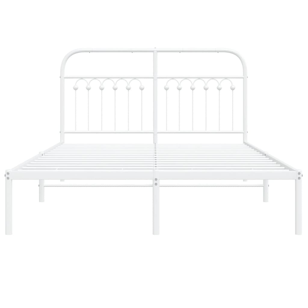 Metalni okvir za krevet s uzglavljem bijeli 140 x 190 cm