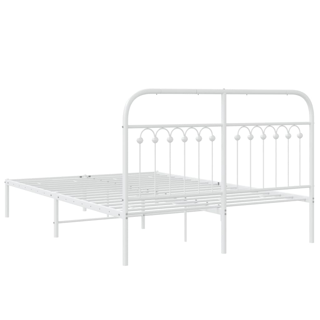 Metalni okvir za krevet s uzglavljem bijeli 140 x 190 cm