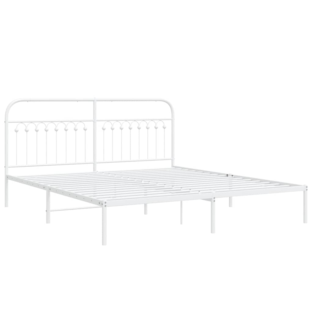 Metalni okvir za krevet s uzglavljem bijeli 183x203 cm