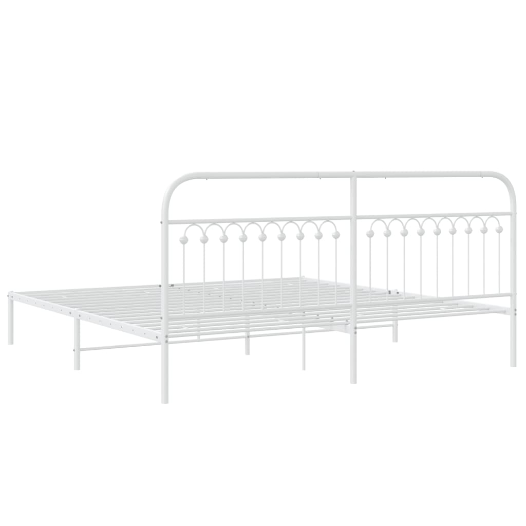 Metalni okvir za krevet s uzglavljem bijeli 200x200 cm