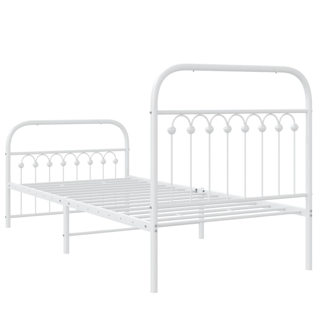 Metalni okvir kreveta uzglavlje i podnožje bijeli 90 x 200 cm