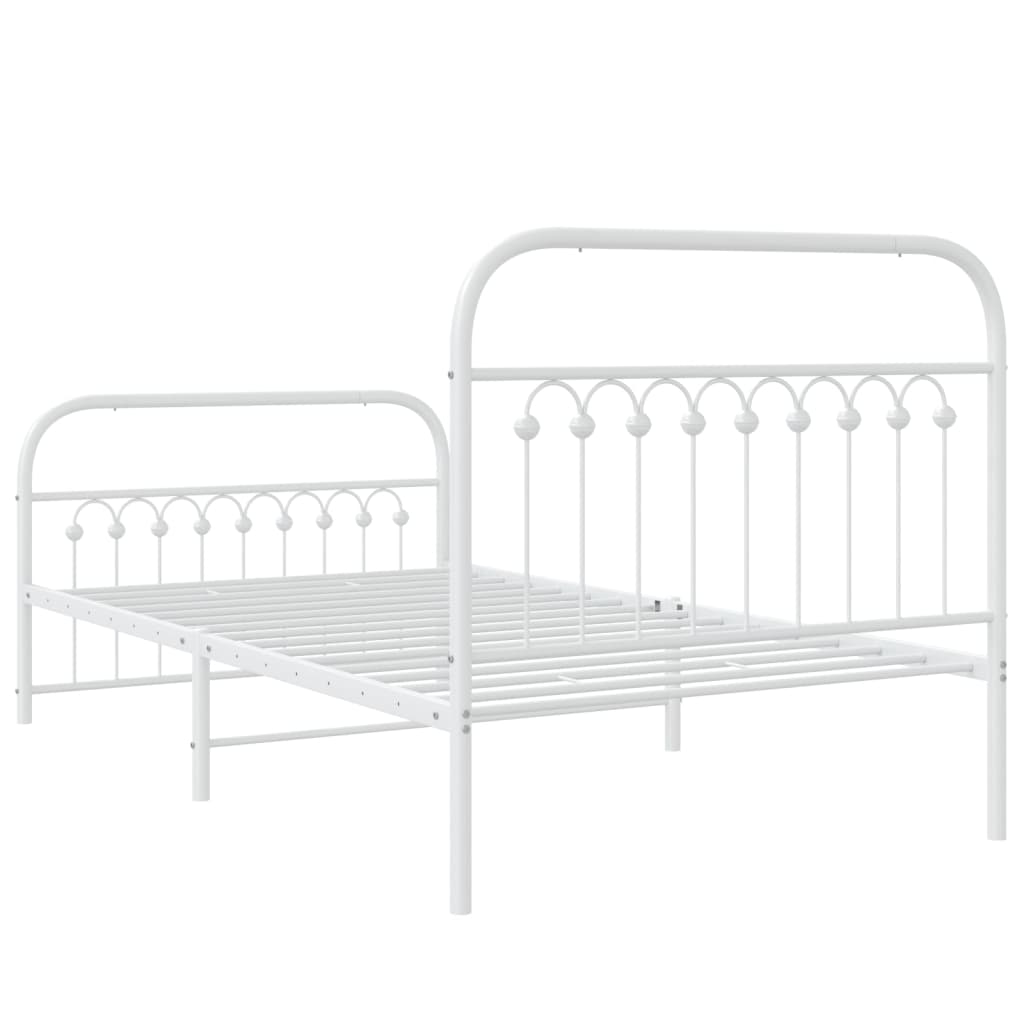 Metalni okvir kreveta uzglavlje i podnožje bijeli 100x200 cm