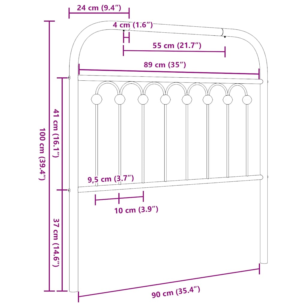 Metalno zamjensko uzglavlje bijelo 90 cm