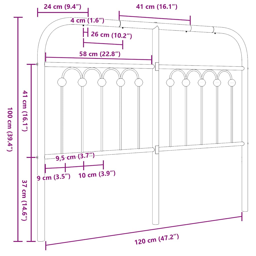 Metalno zamjensko uzglavlje bijelo 120 cm