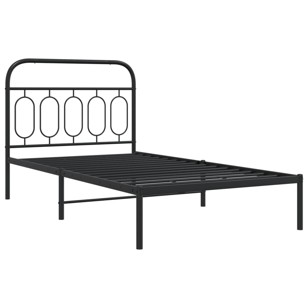 Metalni okvir za krevet s uzglavljem crni 100x190 cm
