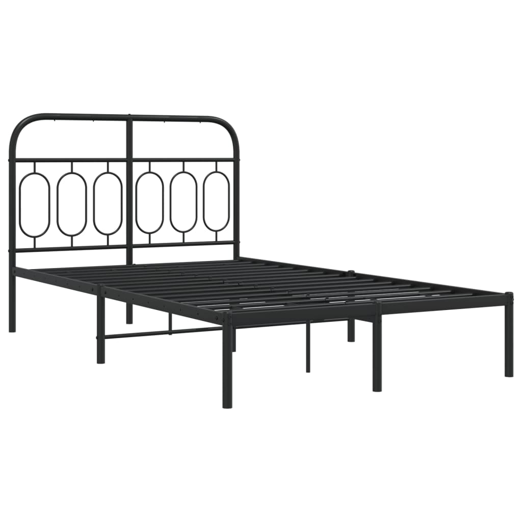 Metalni okvir za krevet s uzglavljem crni 120x190 cm
