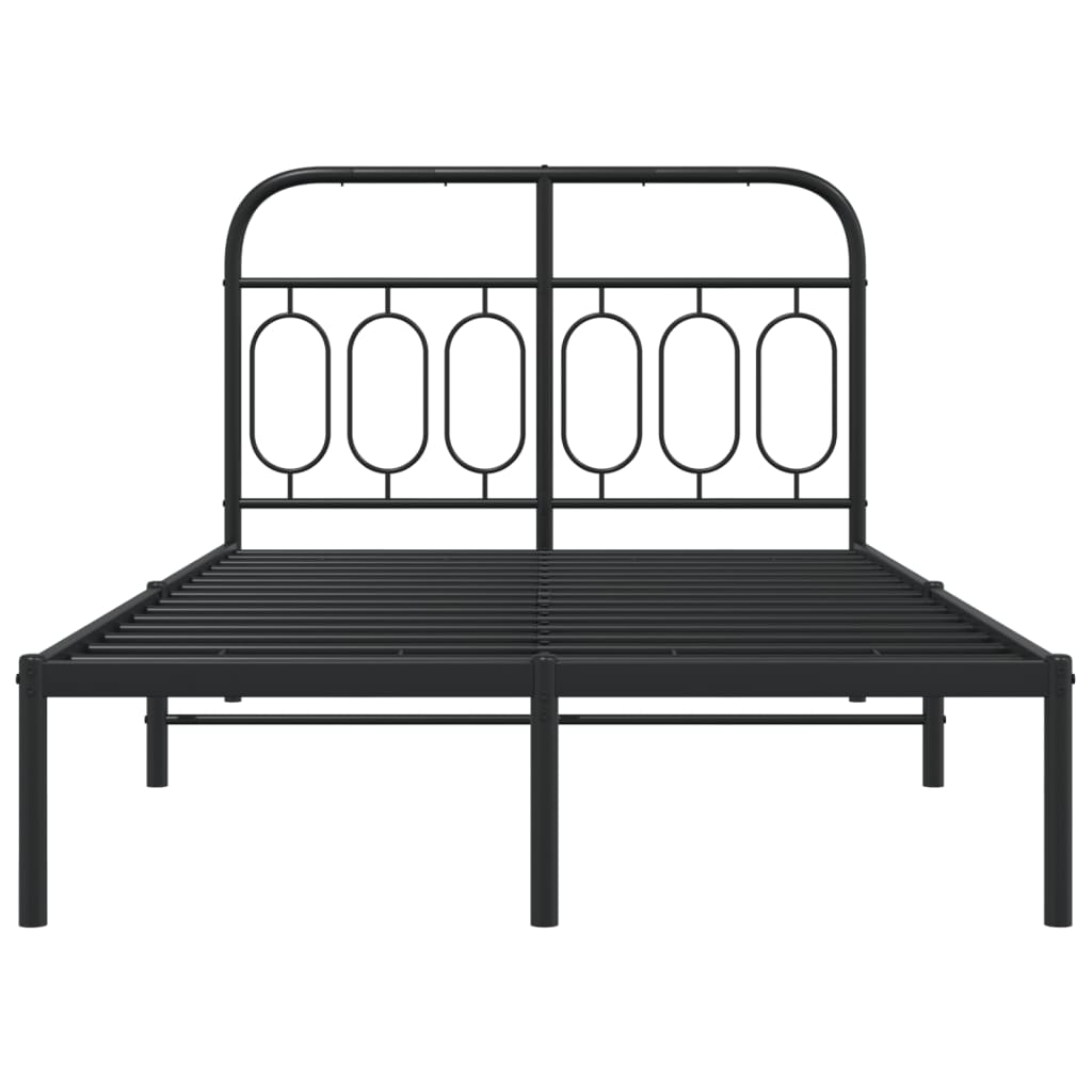 Metalni okvir za krevet s uzglavljem crni 120x190 cm