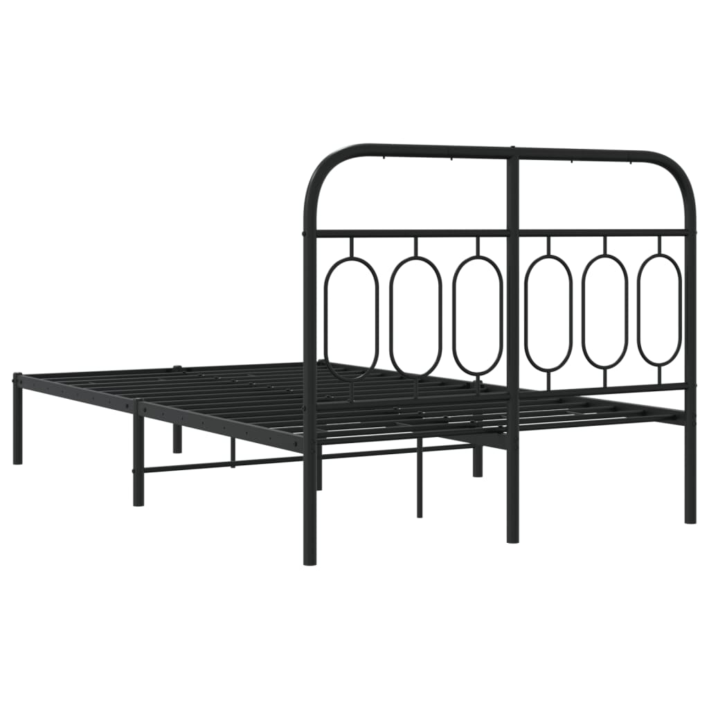 Metalni okvir za krevet s uzglavljem crni 120x190 cm
