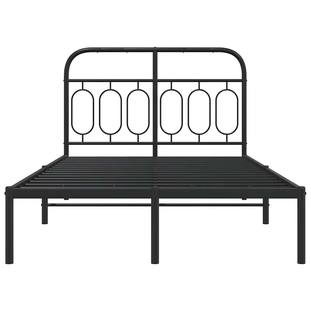Metalni okvir za krevet s uzglavljem crni 120x200 cm