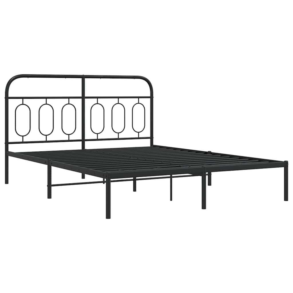 Metalni okvir za krevet s uzglavljem crni 135x190 cm