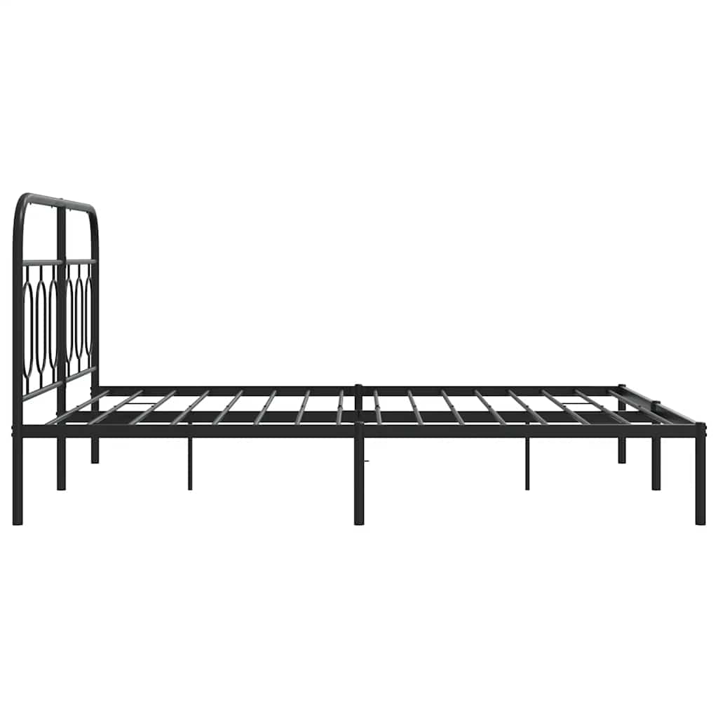 Metalni okvir za krevet s uzglavljem crni 135x190 cm
